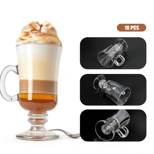 Irish Coffee Glass Set LECEHIVO Clear Sturdy-1