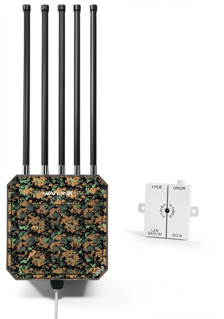 WAVLINK AX3000 WiFi 6 wireless access point in a rainy environment