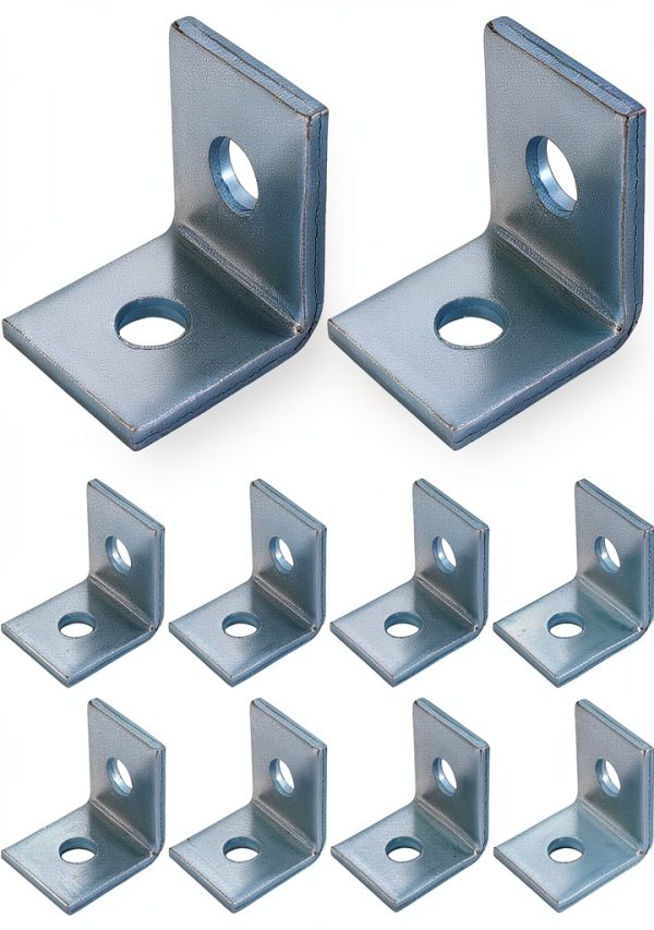 QWORK L-Shaped Connector Brackets 10-Pack for 1-5/8" Strut Channels-0
