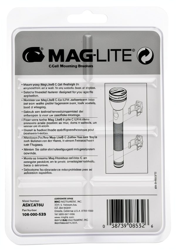 Maglite Black Universal Mounting Brackets for C-Cell Flashlight 2 Pack-2