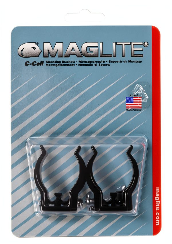 Maglite Black Universal Mounting Brackets for C-Cell Flashlight 2 Pack-1
