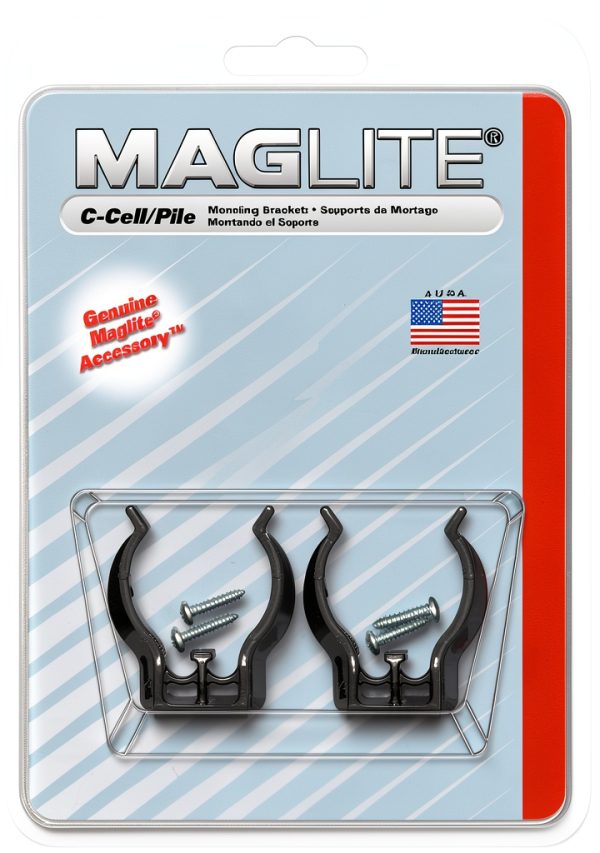 Maglite Black Universal Mounting Brackets for C-Cell Flashlight 2 Pack-0