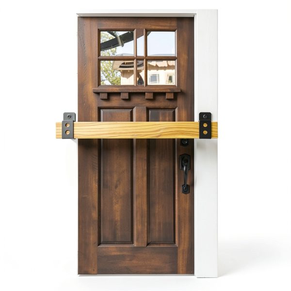 Door Barricade Brackets, 2 Pack 2x4 Door Barricade Brackets Door Security Barricade Brackets Bar Security Holder for Home, Barn, Shed, Garage, Gate to Security Door Reinforcement Fits 2x4 Bars, Black-5