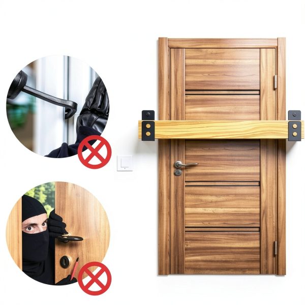 Door Barricade Brackets, 2 Pack 2x4 Door Barricade Brackets Door Security Barricade Brackets Bar Security Holder for Home, Barn, Shed, Garage, Gate to Security Door Reinforcement Fits 2x4 Bars, Black-2