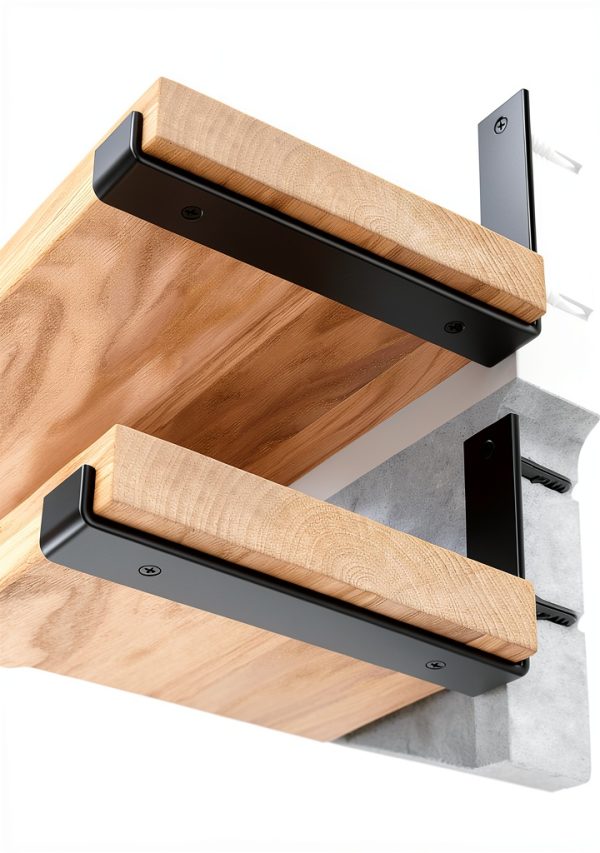 LEOPO 12 inch Shelf Brackets 6-Pack Black Heavy Duty Wall Mount for-0