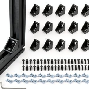 20 Sets Black 2020 Aluminum Corner Bracket Kit Pengde T‑Slot Nuts-0