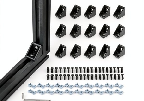 20 Sets Black 2020 Aluminum Corner Bracket Kit Pengde T‑Slot Nuts-0
