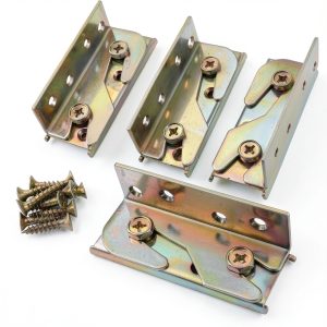 Bed Rail Brackets - Wooden Bed Frame Hardware - Heavy Duty Non-Mortise Bed Rail Fittings - Set of 4 (Screws Included)-0