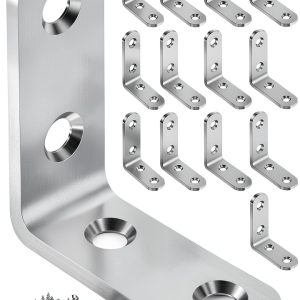 20PCS L Bracket Corner Brace Sets Stainless Steel for Wood Shelves-0